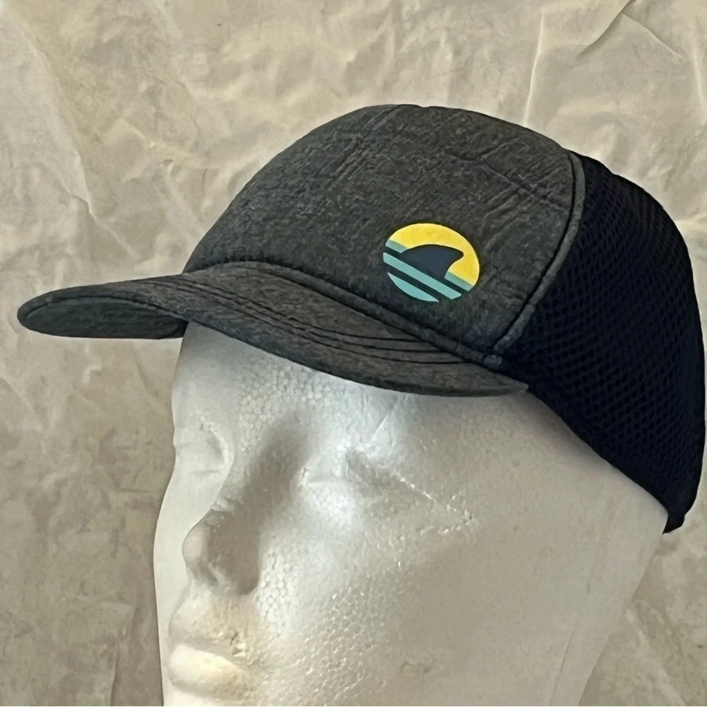 Youth Adjustable Gray and Black Cap with Shark Logo